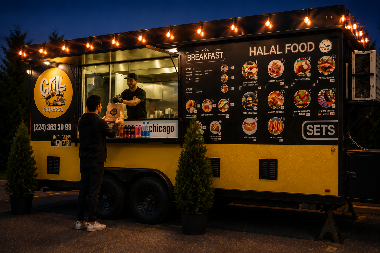 Grill Express night ordering scene
